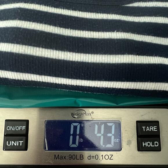 Aritzia Wilfred Striped Blue & White Ribbed Top Size Medium - Picture 7 of 7